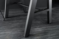 Massivholz Bartisch MAMMUT 120cm natur Akazie Baumkante Metall schwarz mit Fußablage