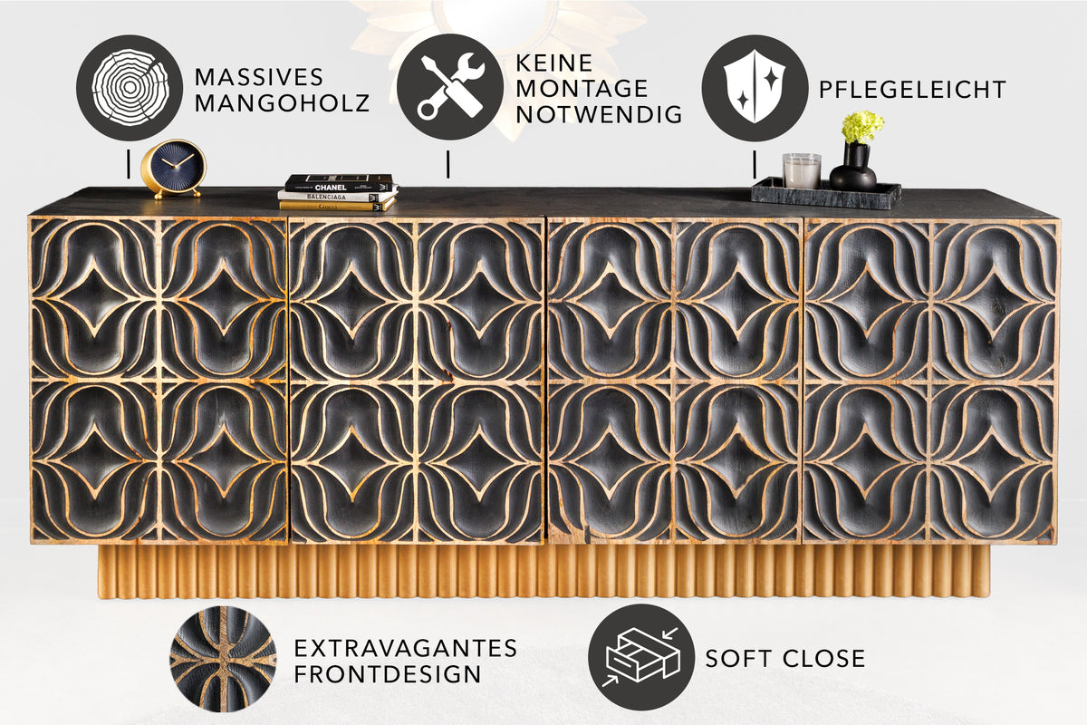 ORGANIC LIVING Solid sideboard 175cm mango wood organic design