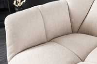 Drehbarer Sessel PAPILLON champagner beige schwarz Metall höhenverstellbar mit Armlehne