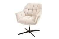 Drehbarer Sessel PAPILLON champagner beige schwarz Metall höhenverstellbar mit Armlehne