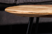 Massivholz Couchtisch BEAUTY BY NATURE dreieckig Metall schwarz