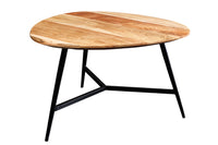 Massivholz Couchtisch BEAUTY BY NATURE dreieckig Metall schwarz