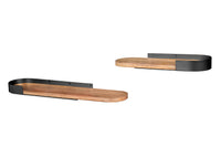 Modernes 2er Set Wandregal PURE NATURE 60cm Mangoholz massiv Metall handmade