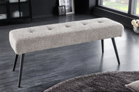 Design Sitzbank BOUTIQUE 100cm Bouclé schwarze Metallbeine Polsterbank