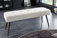 Design Sitzbank BOUTIQUE 100cm Bouclé schwarze Metallbeine Polsterbank