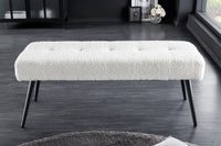 Design Sitzbank BOUTIQUE 100cm Bouclé schwarze Metallbeine Polsterbank