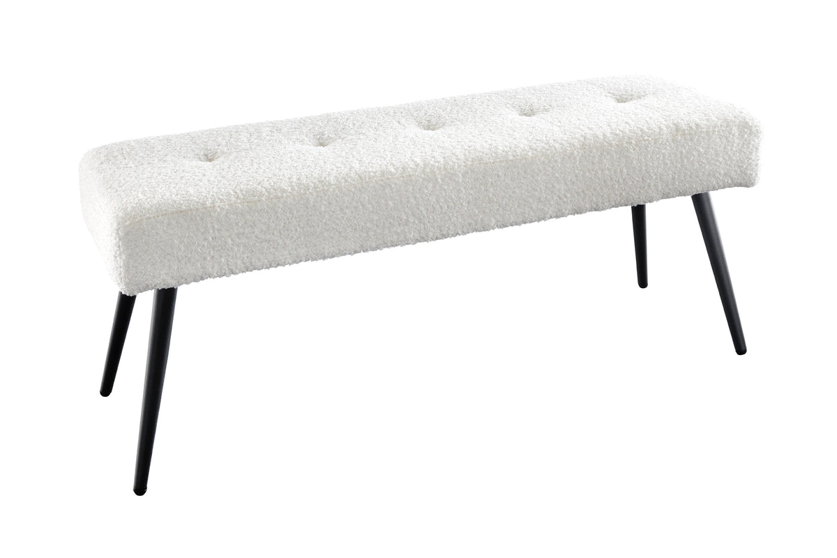 Design Sitzbank BOUTIQUE 100cm Bouclé schwarze Metallbeine Polsterbank