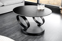 Drehbarer Couchtisch DANCING RINGS Beton Schiefer Keramik rund Metallfuß