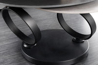 Drehbarer Couchtisch DANCING RINGS Beton Schiefer Keramik rund Metallfuß