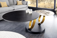 Drehbarer Couchtisch DANCING RINGS Beton Schiefer Keramik rund Metallfuß