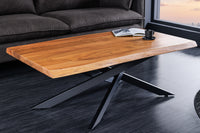 Massivholz Couchtisch MAMMUT 110cm Akazie schwarz 3,5cm Tischplatte Baumkante