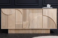 ART DECO Design Sideboard  170cm weiß gekälkt Mangoholz massiv 3D-Front