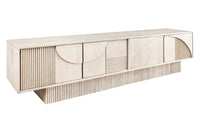 ART DECO Massivholz TV-Lowboard 200cm weiß gekälkt Mangoholz 3D-Front