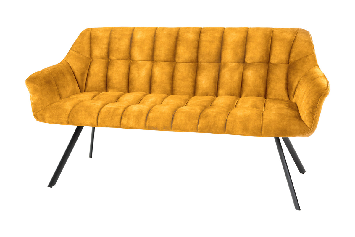 Esszimmer Sitzbank PAPILLON 165cm Samt mit Lehnen schwarzes Metallgestell