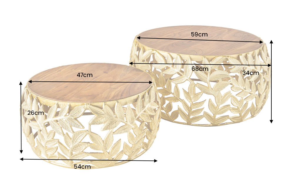 ELEMENTS design side table set of 3 40cm black glass tops in marble look