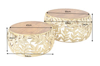 ELEMENTS design side table set of 3 40cm black glass tops in marble look