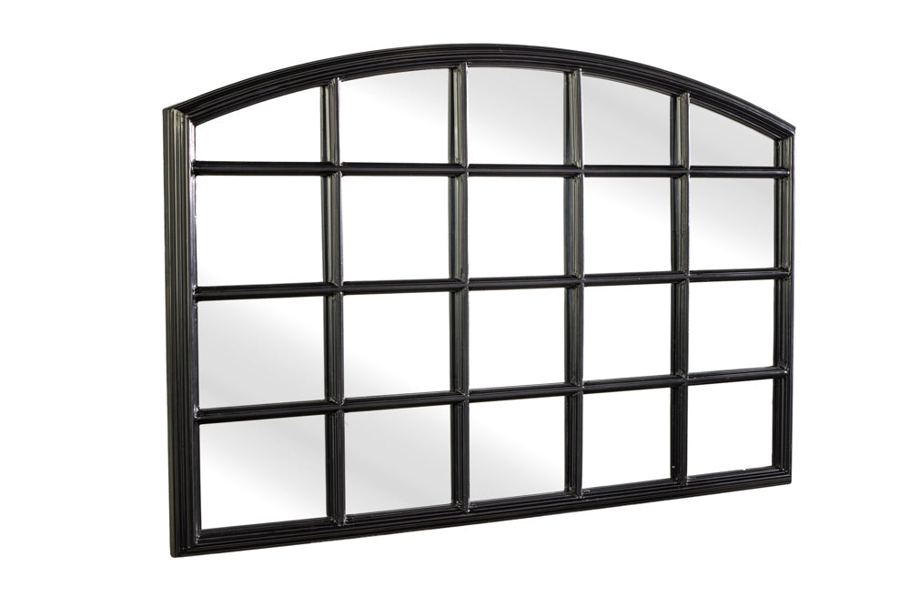 Moderner Wandspiegel PARIS 120cm schwarz Fensterspiegel Rundbogen-Design