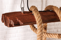 Maritime Hängeleuchte SEVEN SEAS 110cm Massivholz Seil Deckenlampe 5 Leuchten