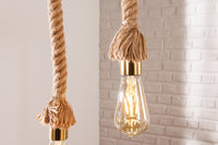 Maritime Hängeleuchte SEVEN SEAS 110cm Massivholz Seil Deckenlampe 5 Leuchten