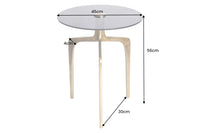 Runder Beistelltisch ABSTRACT 60cm messing gold Metallbeine Schwarzglas handmade