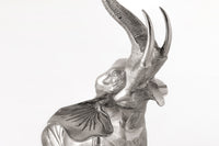 Runder Beistelltisch ELEPHANT 80cm Metall Glas Marmor Skulptur handmade