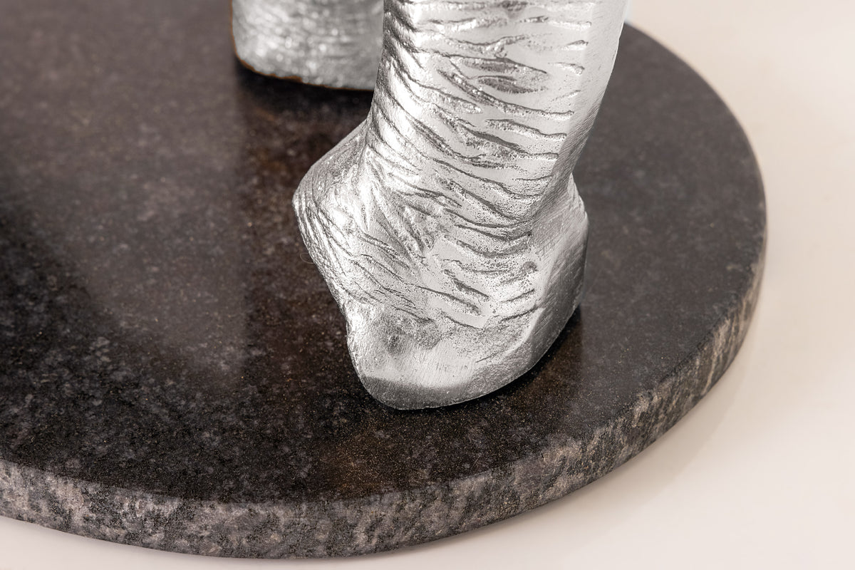 Runder Beistelltisch ELEPHANT 80cm Metall Glas Marmor Skulptur handmade
