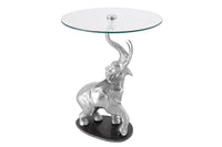 Runder Beistelltisch ELEPHANT 80cm Metall Glas Marmor Skulptur handmade