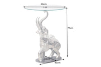 Runder Beistelltisch ELEPHANT 80cm Metall Glas Marmor Skulptur handmade
