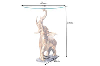 Runder Beistelltisch ELEPHANT 80cm Metall Glas Marmor Skulptur handmade