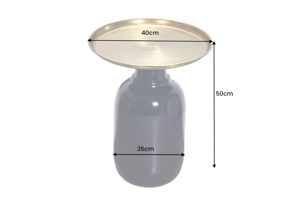 Runder Beistelltisch ELEGANCIA 50cm gold antik schwarz Metall Eisen handmade