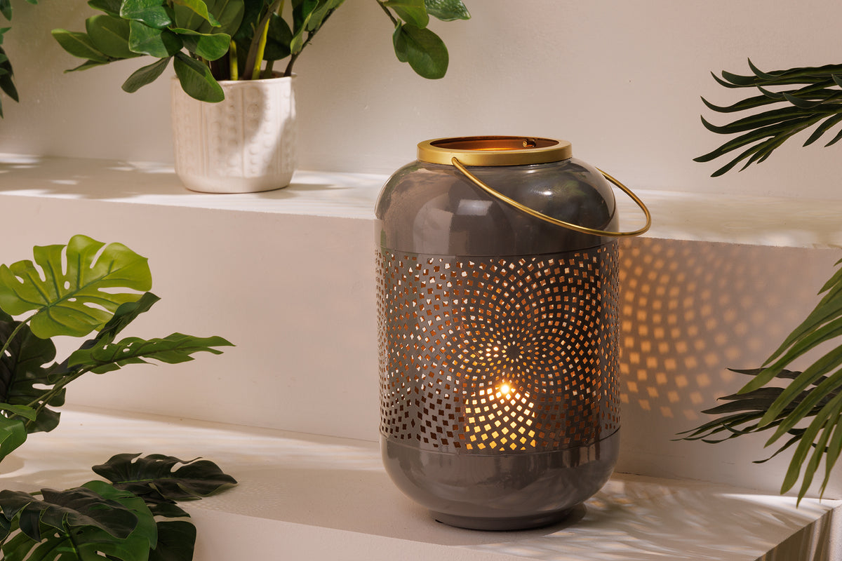 Deko Windlicht CANDLELIGHT 30cm Metall handmade Laterne