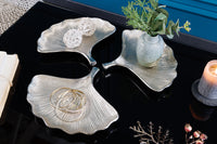 Dekoratives Schalen 3er Set GINKGO 30cm handmade Metall
