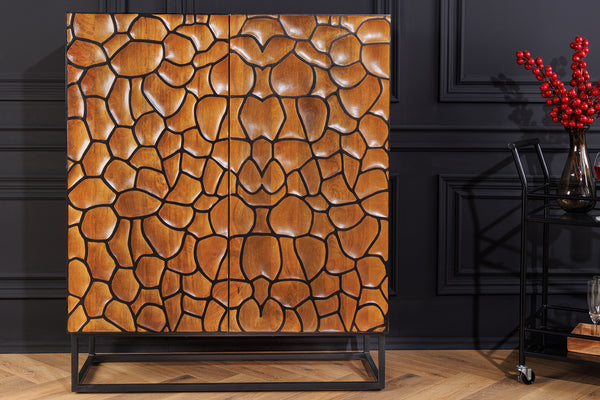 PURE Solid highboard 140cm Sheesham stone finish display case rosewood