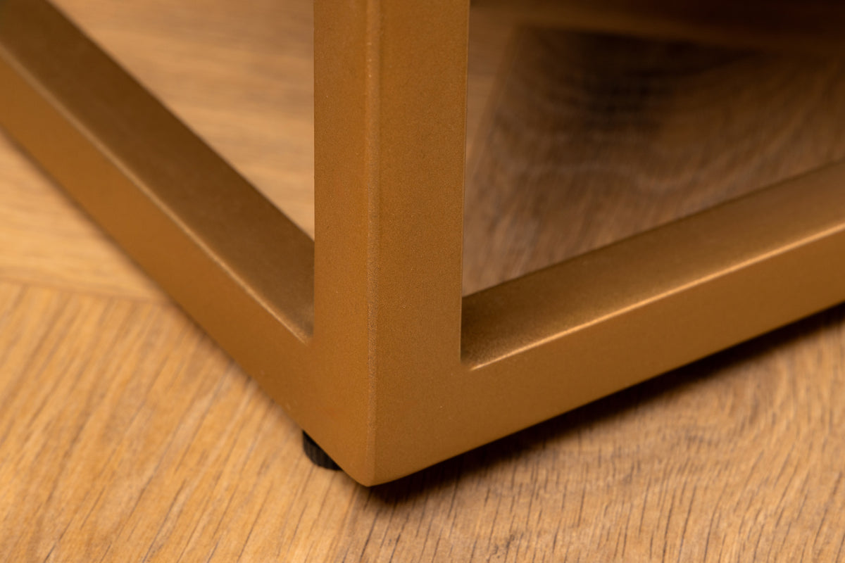 Massivholz Highboard ZEN CIRCLES 120cm weiß schwarz Mangoholz 3D-Design Metall gold