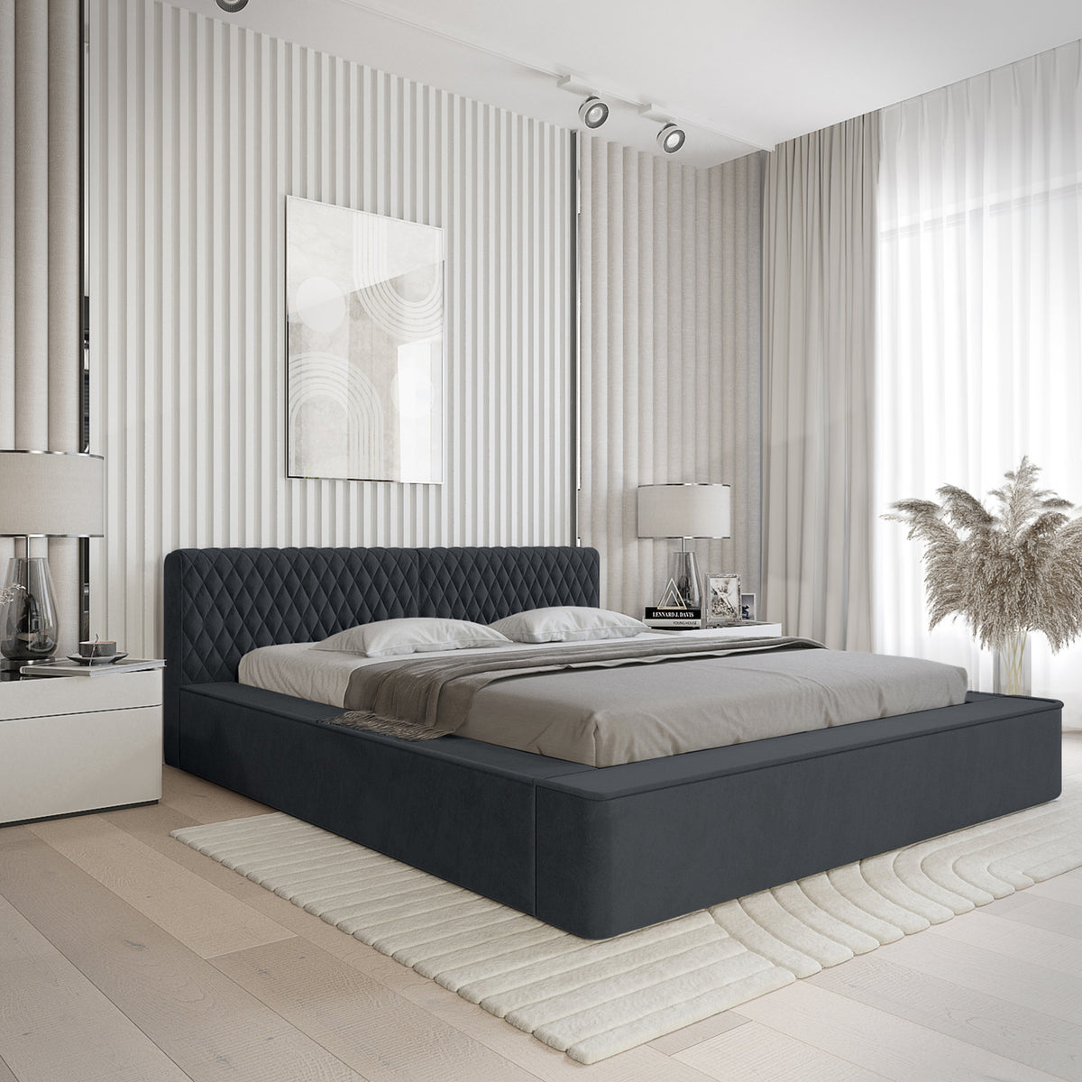 Designer Polsterbett Azzuro mit Stauraum
