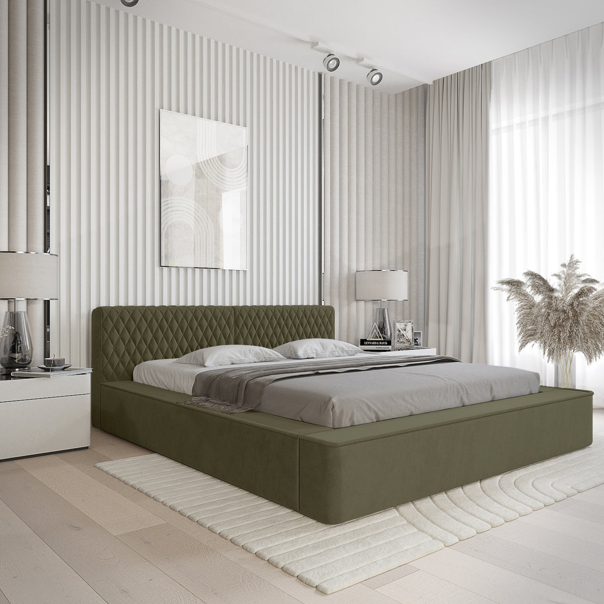 Designer Polsterbett Azzuro mit Stauraum