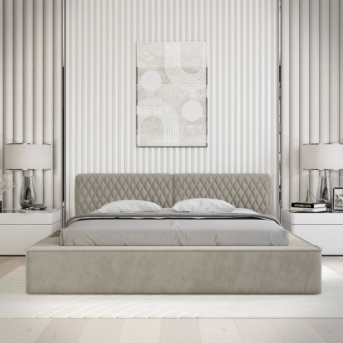 Designer Polsterbett Azzuro mit Stauraum