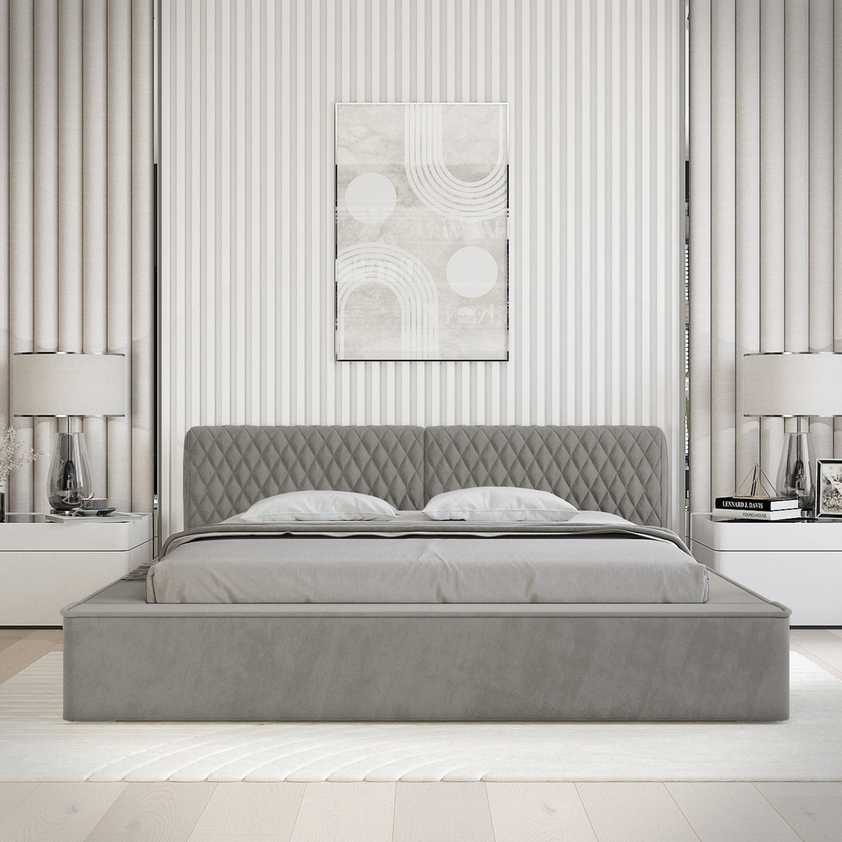 Designer Polsterbett Azzuro mit Stauraum