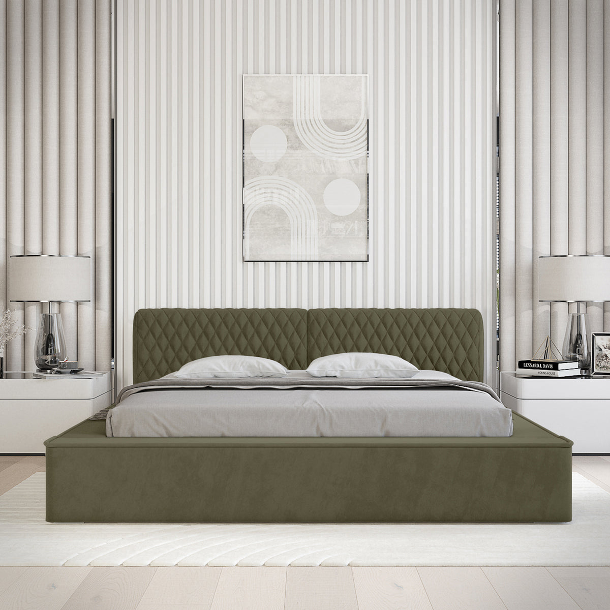 Designer Polsterbett Azzuro mit Stauraum