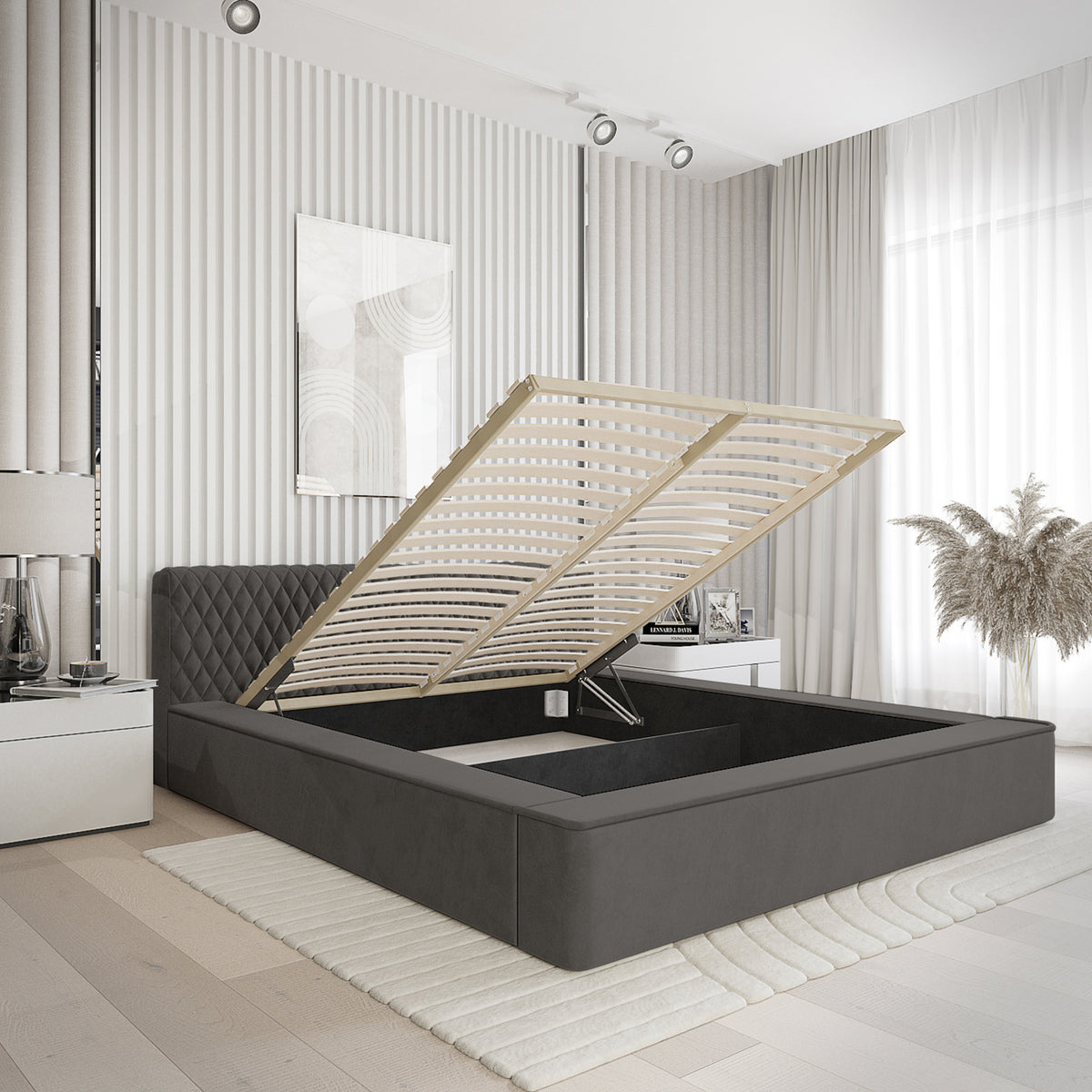 Designer Polsterbett Azzuro mit Stauraum