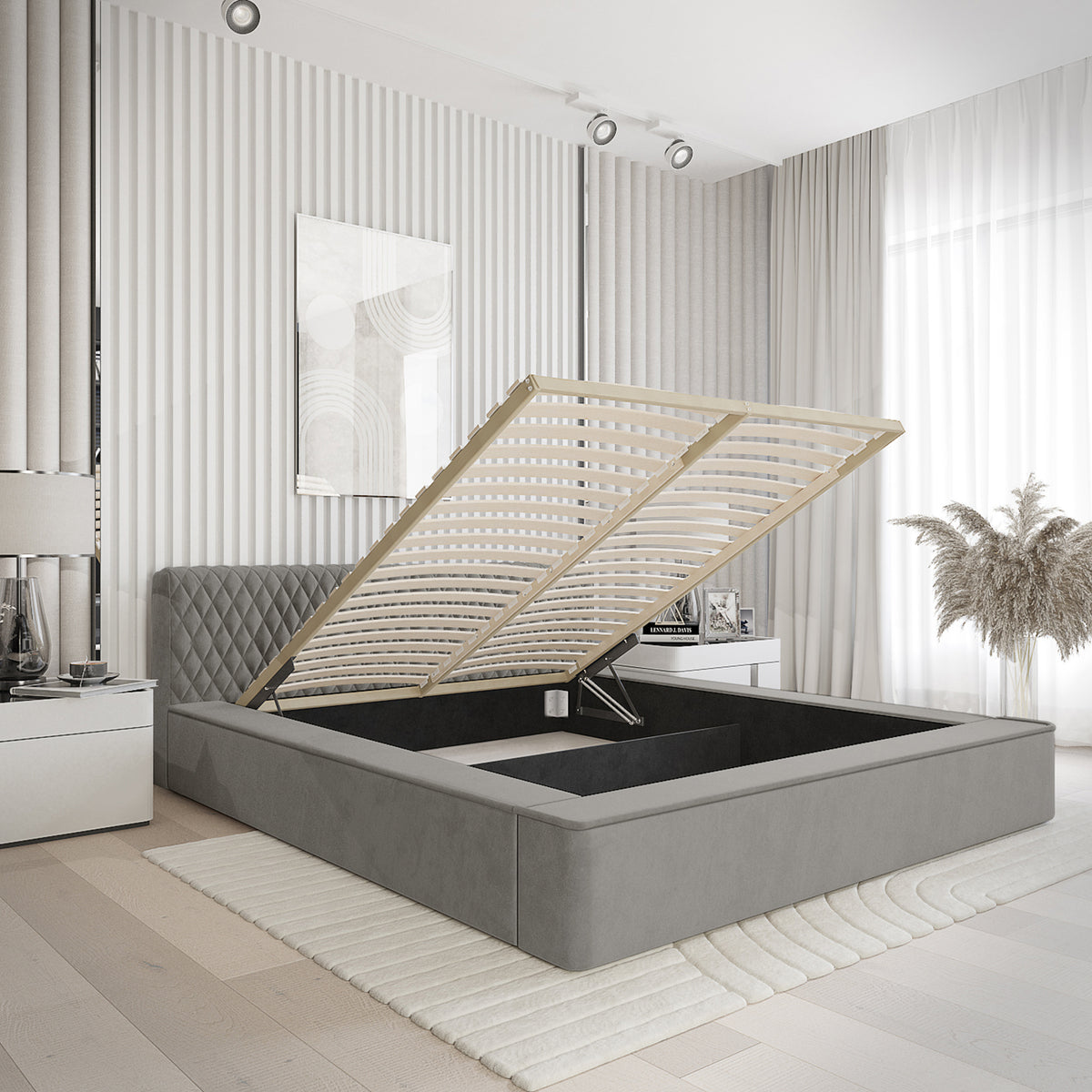 Designer Polsterbett Azzuro mit Stauraum