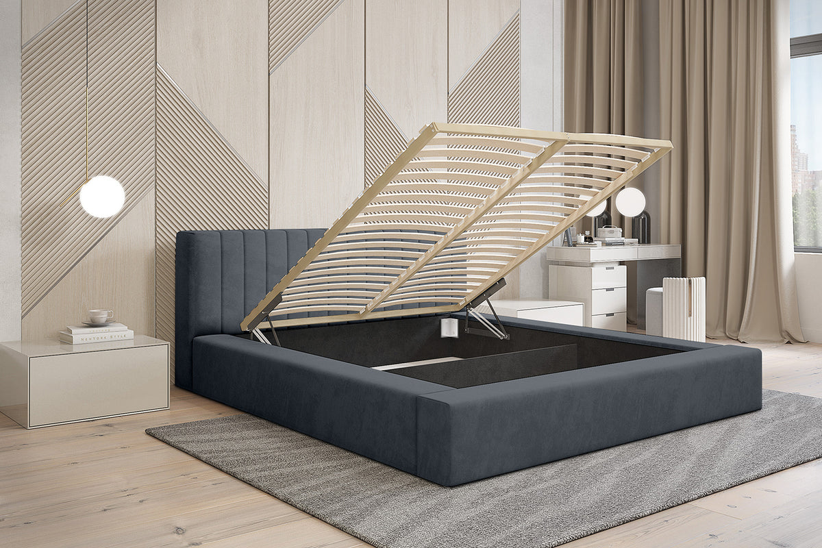 Designer Polsterbett Como mit Stauraum