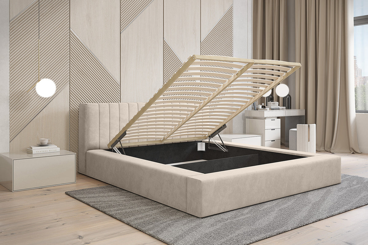 Designer Polsterbett Como mit Stauraum