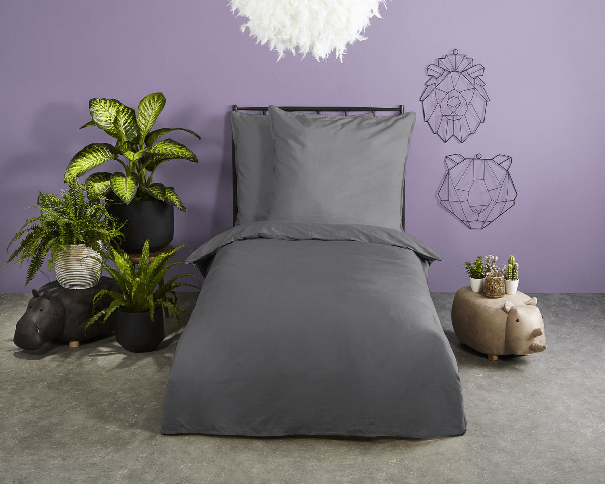 HIP Satin-Bettwäsche „Uni Grau“ – Luxuriöse Schlichtheit