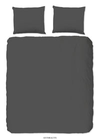 Hüft -Satin -Bettdecke - Anthrazit - Dubbele instopflap