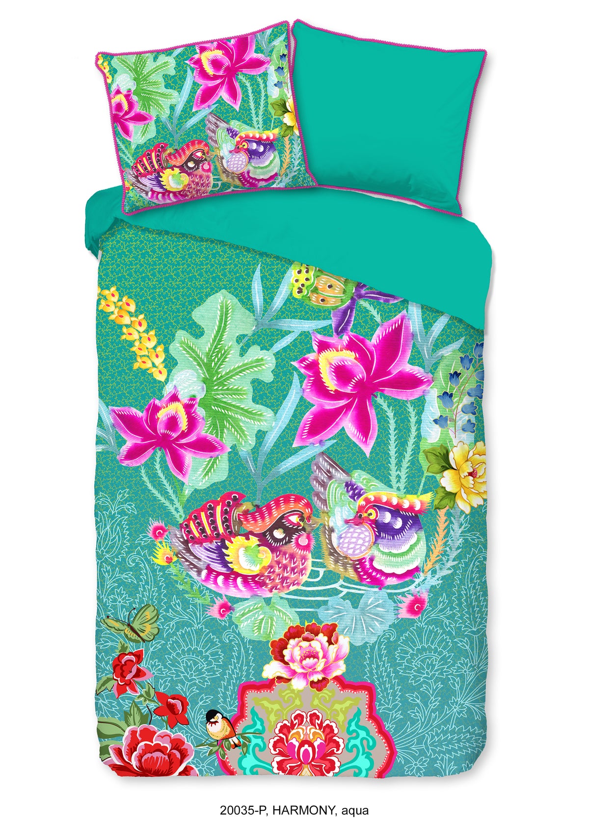 Glück Percale Duvet Cover "Harmonie" - Aqua - Dubbele instopflap