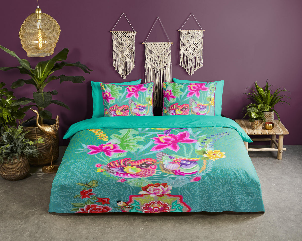 Glück Percale Duvet Cover "Harmonie" - Aqua - Dubbele instopflap