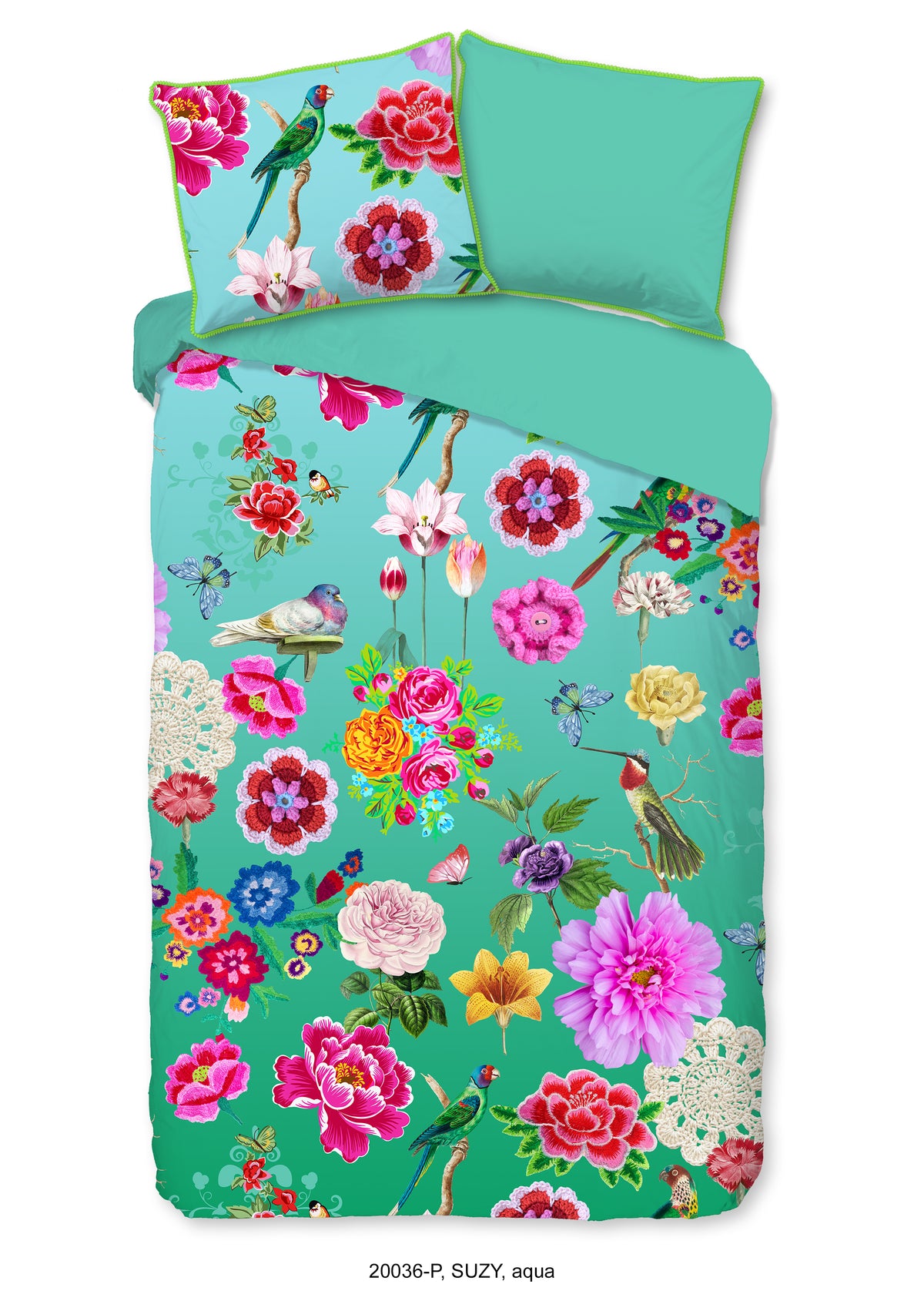 Glück Percale Duvet Cover "Suzy" - Aqua - Dubbele instopflap