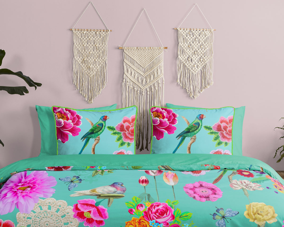Glück Percale Duvet Cover "Suzy" - Aqua - Dubbele instopflap