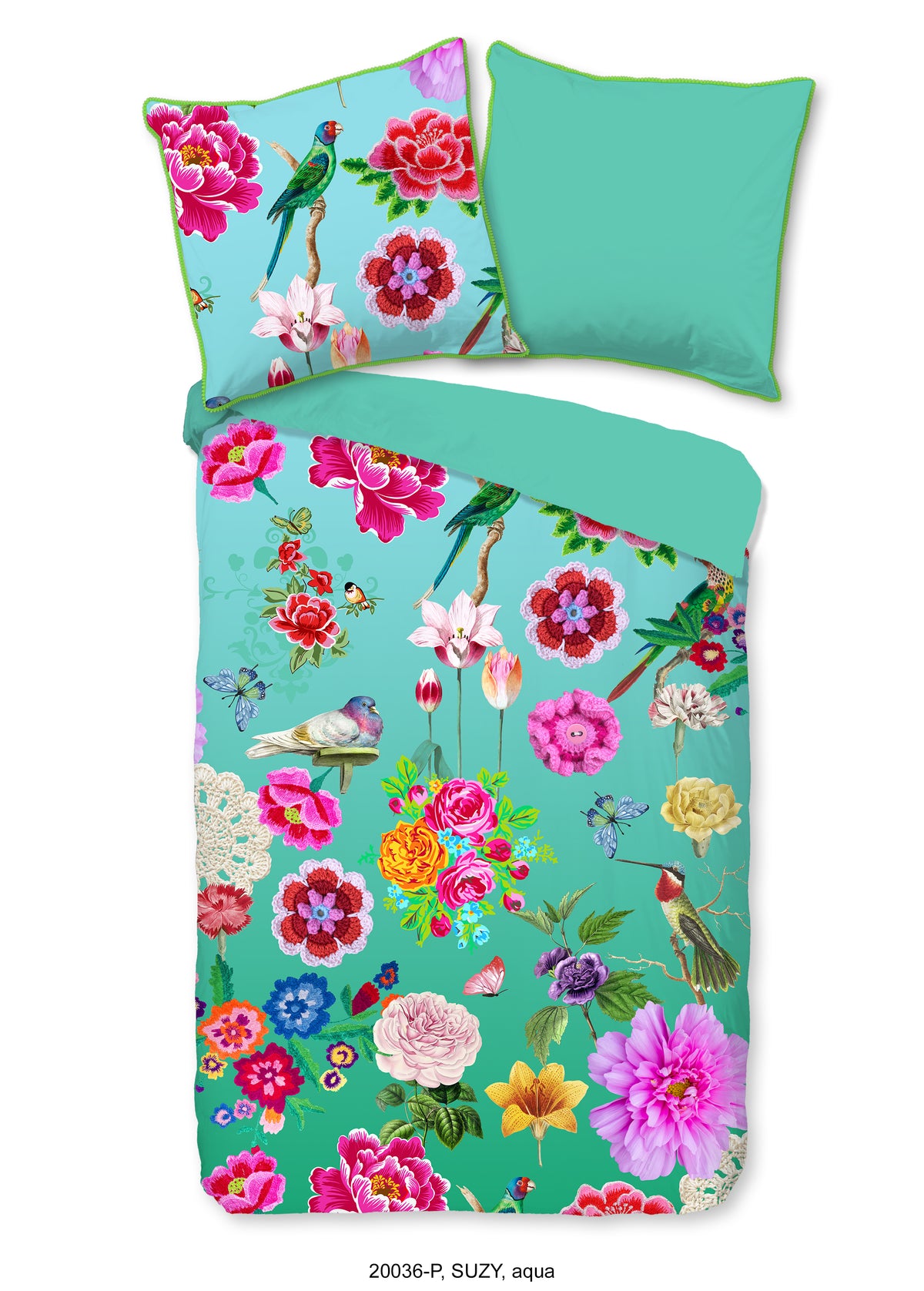 Glück Percale Duvet Cover "Suzy" - Aqua - Rits